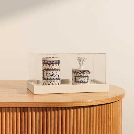 Cascades Mabkhara and Leather Tray Set