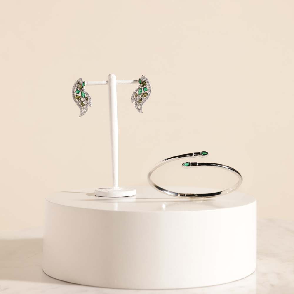 Floward Emerald Green Colorful Silver Set