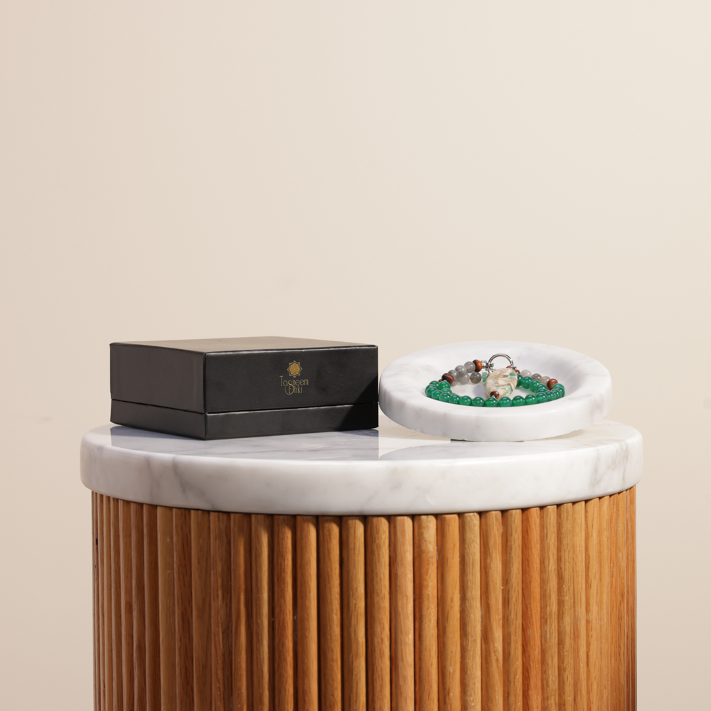 مسبحة العقيق المرجاني و اللؤلؤ من تسنيم عشقى | أخضر