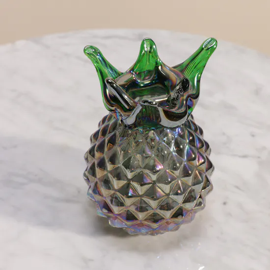Blue Pineapples Glass Vase