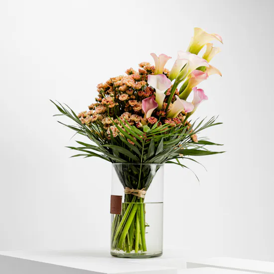 Calla & Chrysanthemums | Cylinder Vase