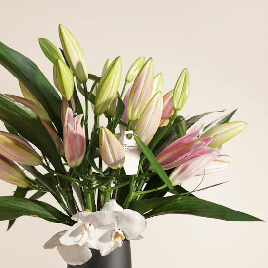 Exquisite Lily and Orchid Flower Vase