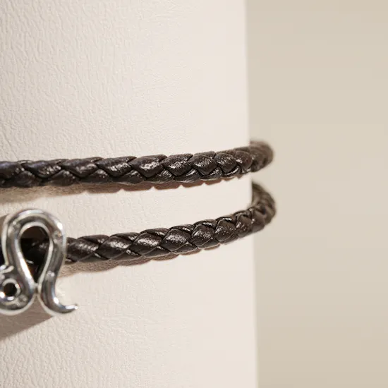 Pandora Moments Leather Bracelet with Zodiac Charm