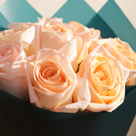 Ethereal Peach Roses Bouquet | 12 Roses
