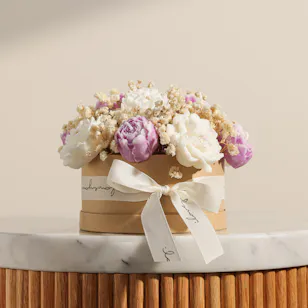 Done By SHK Small Candle Purple and White Bouquet Done By SHK Small Candle Purple and White Bouquet