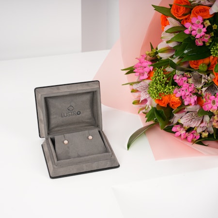 Lustro Stella Rose Diamond Earrings Studs | Flowers