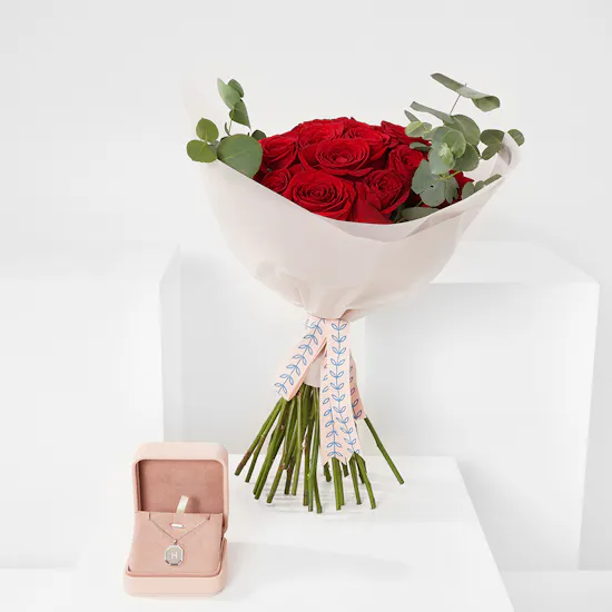 Floward Letter H Silver Necklace | Love Roses