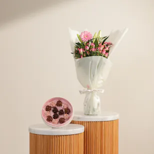Bostani Rose Chocolates Box | Blushing Beauty Flowers Bouquet