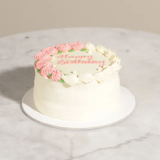 Noon Sweets Pink and White Swirl Birthday Cake | Stunning Flowers