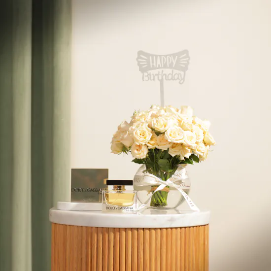 Dolce and Gabbana The One EDP for Women | Happy Birthday Rose Vase