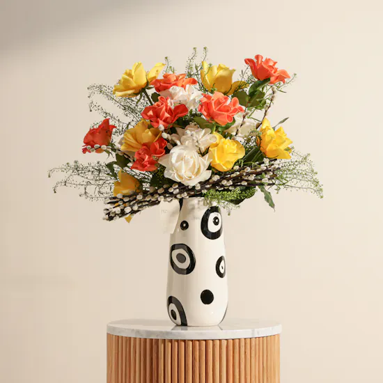 Golden Glow Flowers Vase