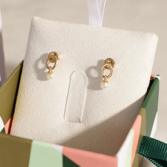 Miss L' By L'azurde Pearl Drop Gold Earrings