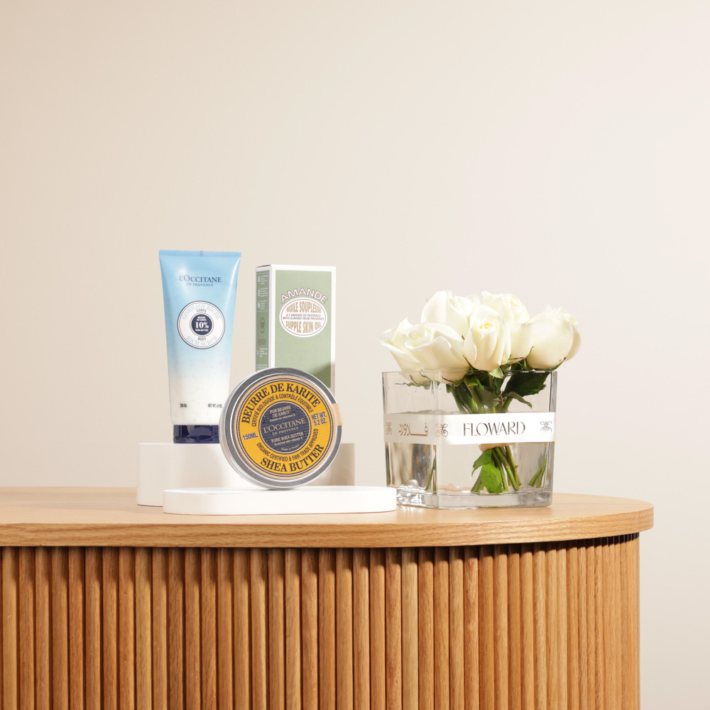 علبة هدايا الشيا واللوز الثلاثية من لوكسيتان | جوري ابيض