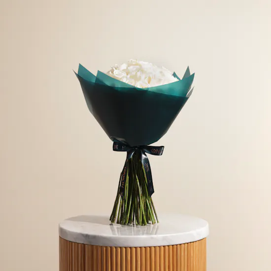 Elegant White Roses Bouquet | 50 Roses