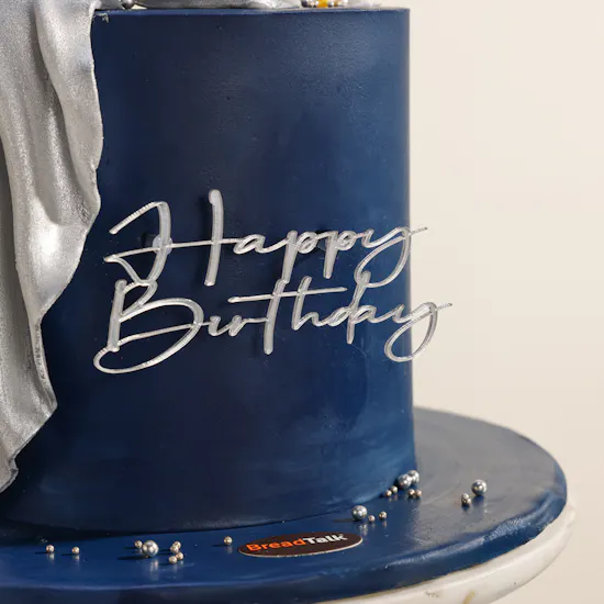 BreadTalk Silver Ribbon Navy Birthday Cake