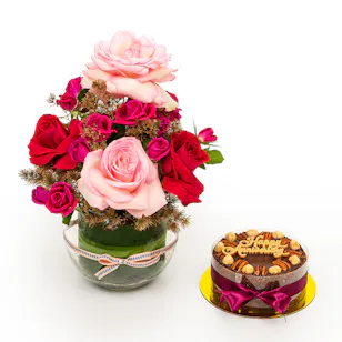 Cheese Cloud Happy Anniversary Cheesecake | Floral Vase