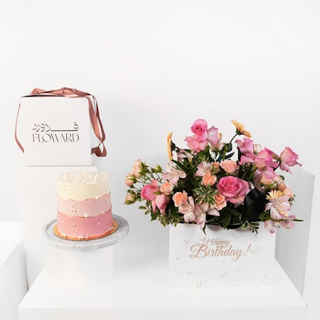 Floward Blush Cake | Happy Birthday Flowers
