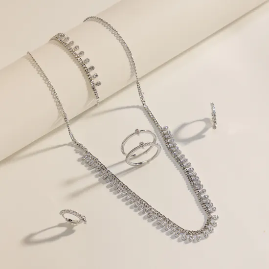 Alvira Teardrop White Gold Plated Jewelry Set
