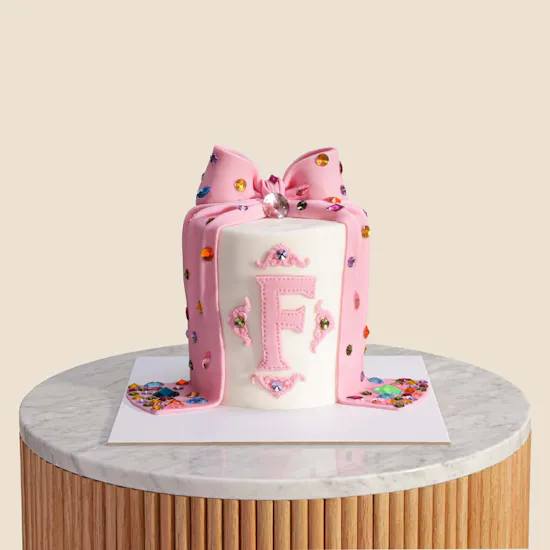 Floward Personalized Bedazzled Pink Bow Celebration Cake