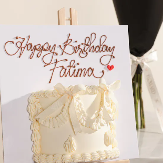 Floward Personalized White Half Portrait Birthday Cake | Wishful Glow Flowers