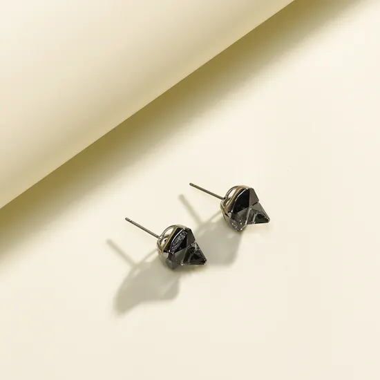 Swarovski 3D Dark Gray Pyramid-Cut Crystals Women's Earrings