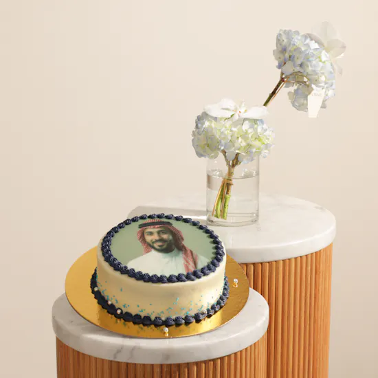 Floward Personalized Photo Blue Cake | Birthday Flowers and Balloon