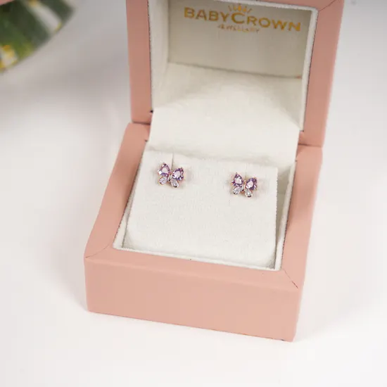 Baby Crown Flower Diamond Baby Earring | Carnation Vase