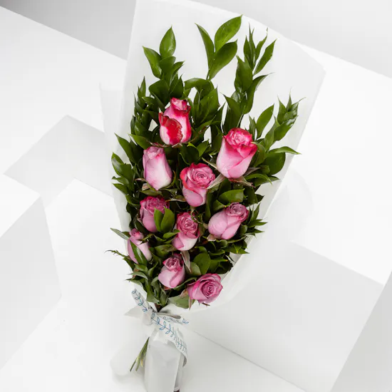 10 Purple Roses | White Wrap