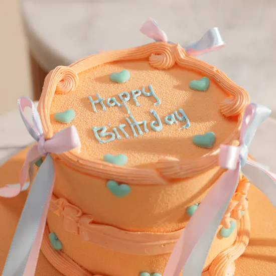 Sweet Atelier Peachy Birthday Cake | Warm Flowers Bouquet