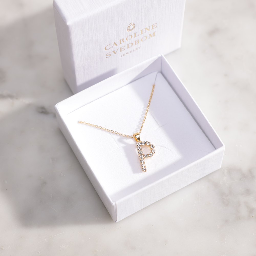 Buy and send Caroline Svedbom Mini P Letter Crystal Necklace gift