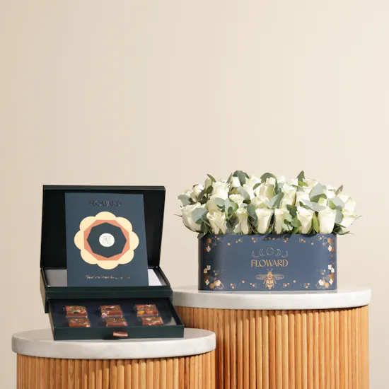 Floward 35 BHD Card and Chocolate Box | Roses Box