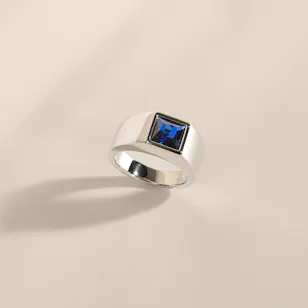 Floward Sapphire Monolith Silver Men's Ring | Size 9 Floward Sapphire Monolith Silver Men's Ring | Size 9
