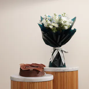 Floward Black Forest Cake | White Flowers