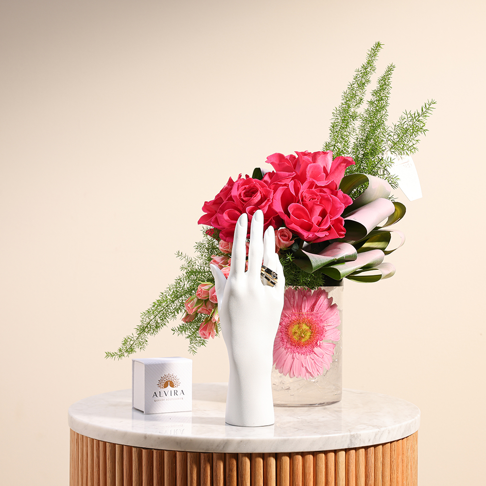 Alvira Black Ceramic Ring Set  | Bright Vase 