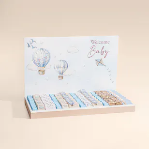 Le Chocolatier Dubai Personalized Hot Air Balloon Baby Blue Welcome Baby Large Chocolate Tray