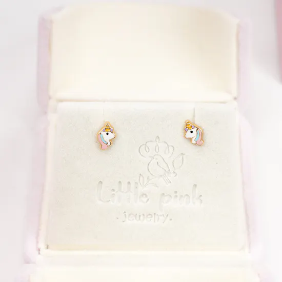 Little Pink Jewelry Unicorn Gold Baby Earrings | Delight Blooms