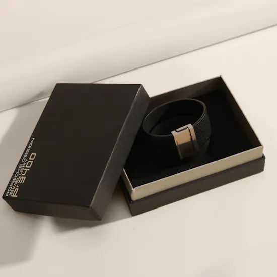 Porsche Design Black Leather Men Bracelet