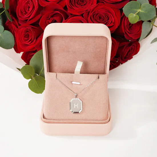 Floward Letter H Silver Necklace | Love Roses