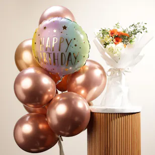 Happy Birthday Balloons | Flowers Bouquet
