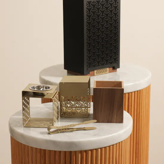 Cascades Beige Wooden Incense Burner Set