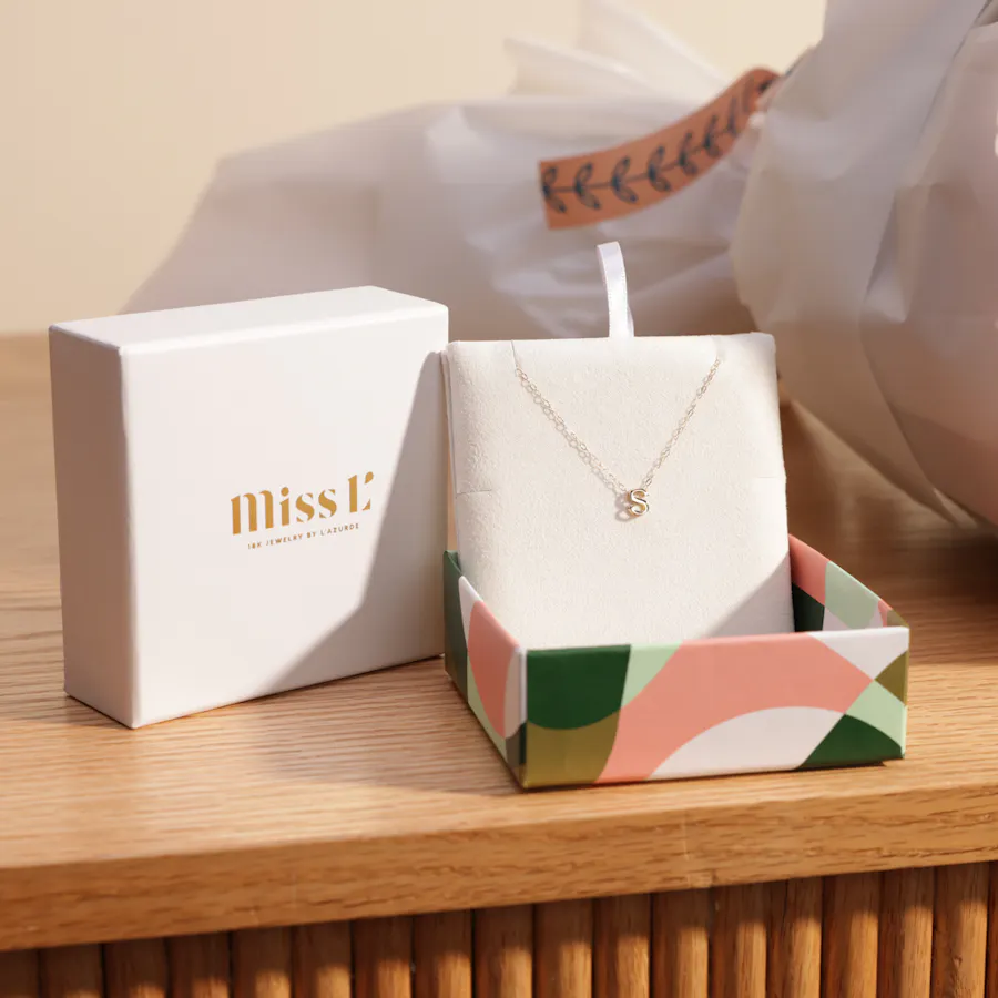 Miss L By L'azurde Gold Letter Necklace | Elegant Bouquet 4