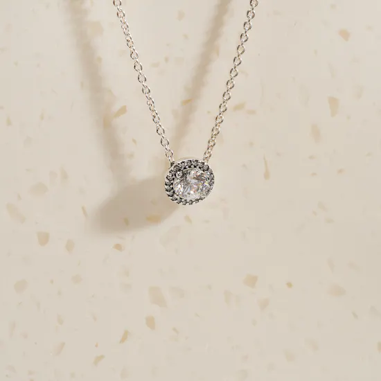 Pandora Sparkling Round Halo Tennis Bracelet and Necklace Set