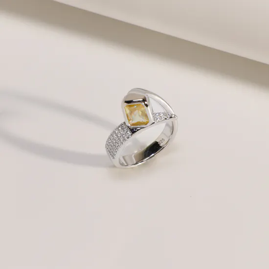 Floward Square Yellow Sapphire Stone Ring | Size 9