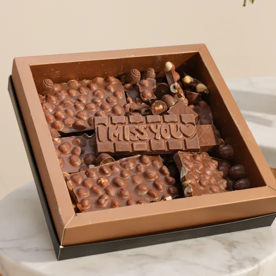 Ghazl Chocolatier I Miss You Chocolate Box | Message of Longing Flowers Vase