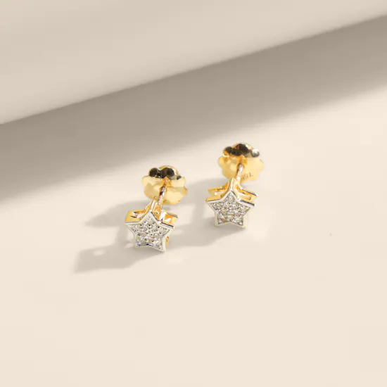 Damas Ara Bambi Star Yellow Gold Diamond Earrings