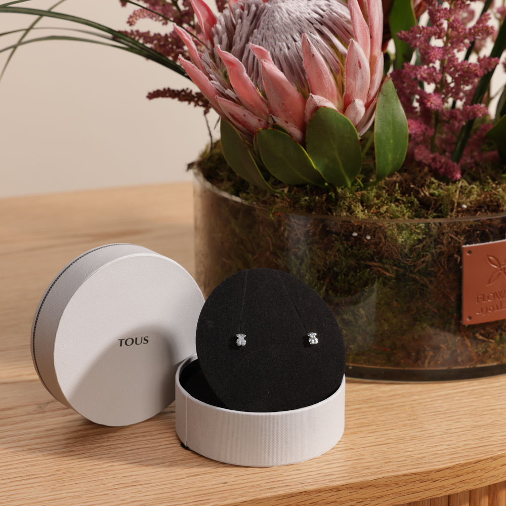 اقراط فضية شكل دب من توس | حديقة صغيرة