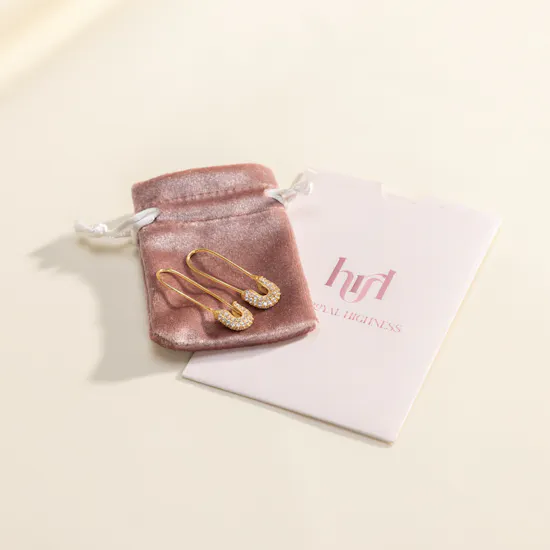 Hrh Pavé Safety Pin Earrings