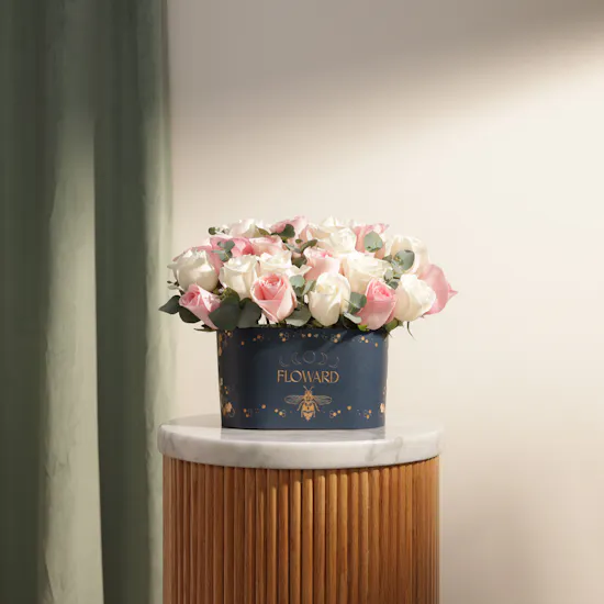Peaceful Pink and White Roses Box