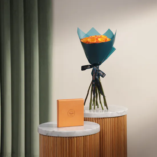 Venchi Murrine Cremino Chocolates Orange Gift Box | Prestige Touch Flower Bouquet