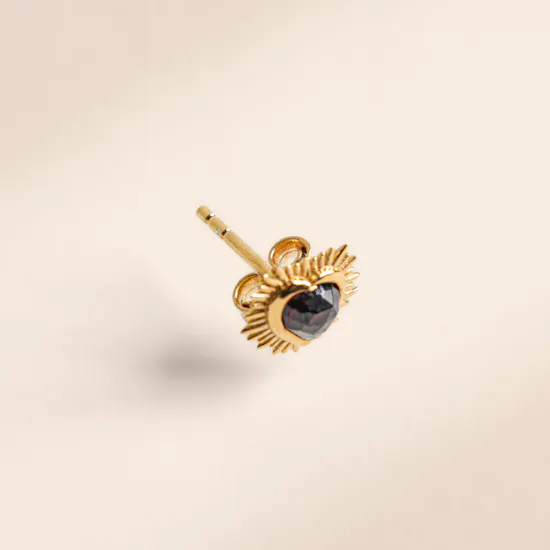Rachel Jackson Gold-plated Electric Love Garnet Heart Women's Stud Earrings